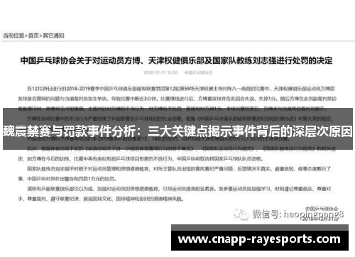 魏震禁赛与罚款事件分析:三大关键点揭示事件背后的深层次原因 魏震禁赛与罚款事件分析:三大关键点揭示事件背后的深层次原因